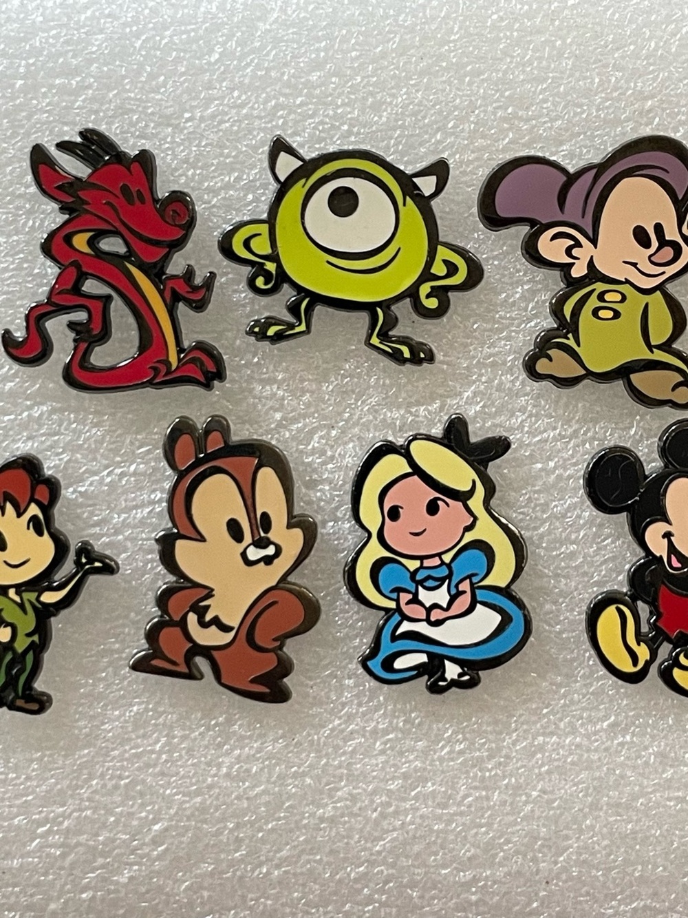 Disney "Cuties" Character Enamel Pins Lot of 7
